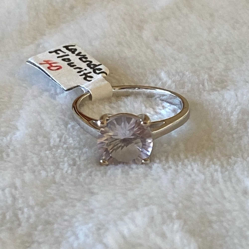 TGGC 925 silver 2 KT LAVENDER FLUORITE COCKTAIL RING solitare